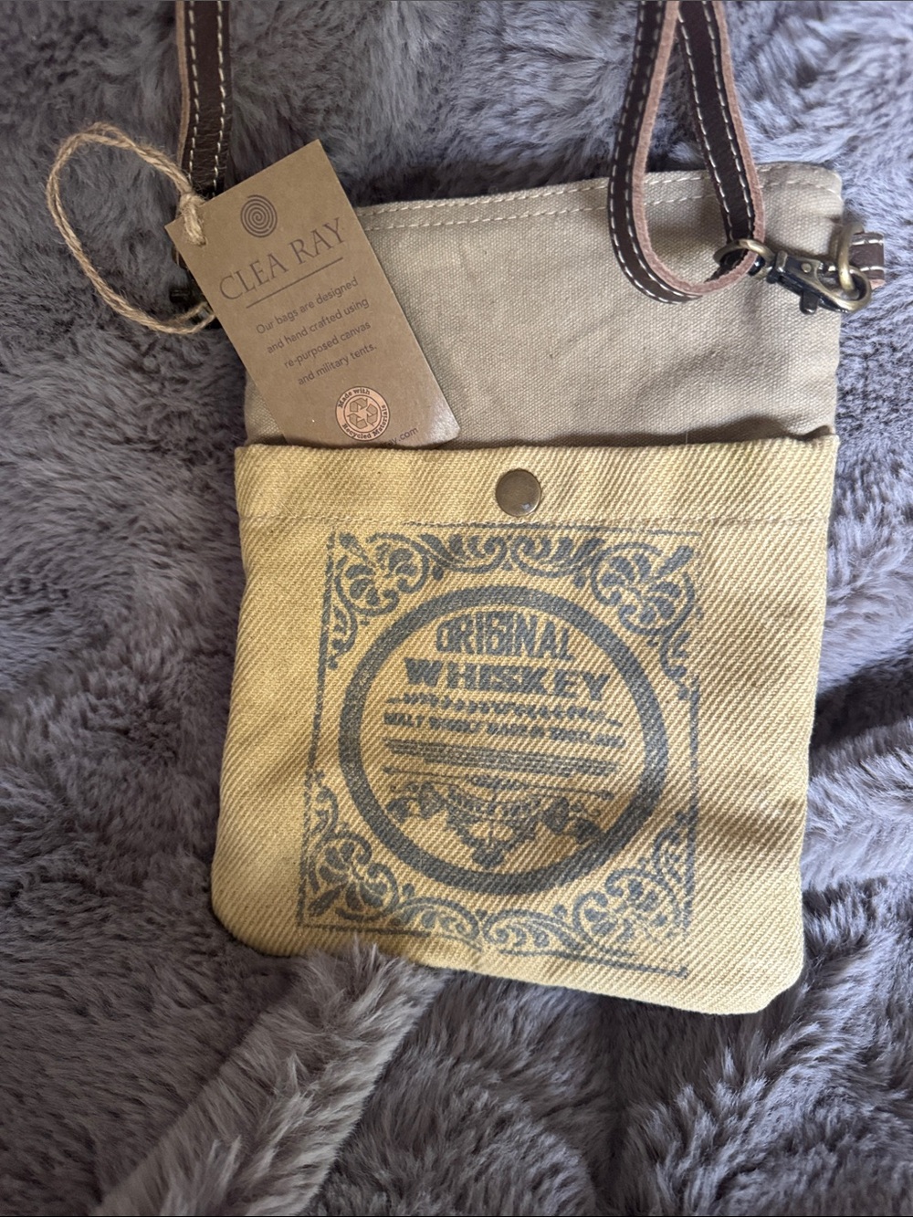 Clea Ray Two-Pocket Canvas Crossbody in Yellow and Khaki